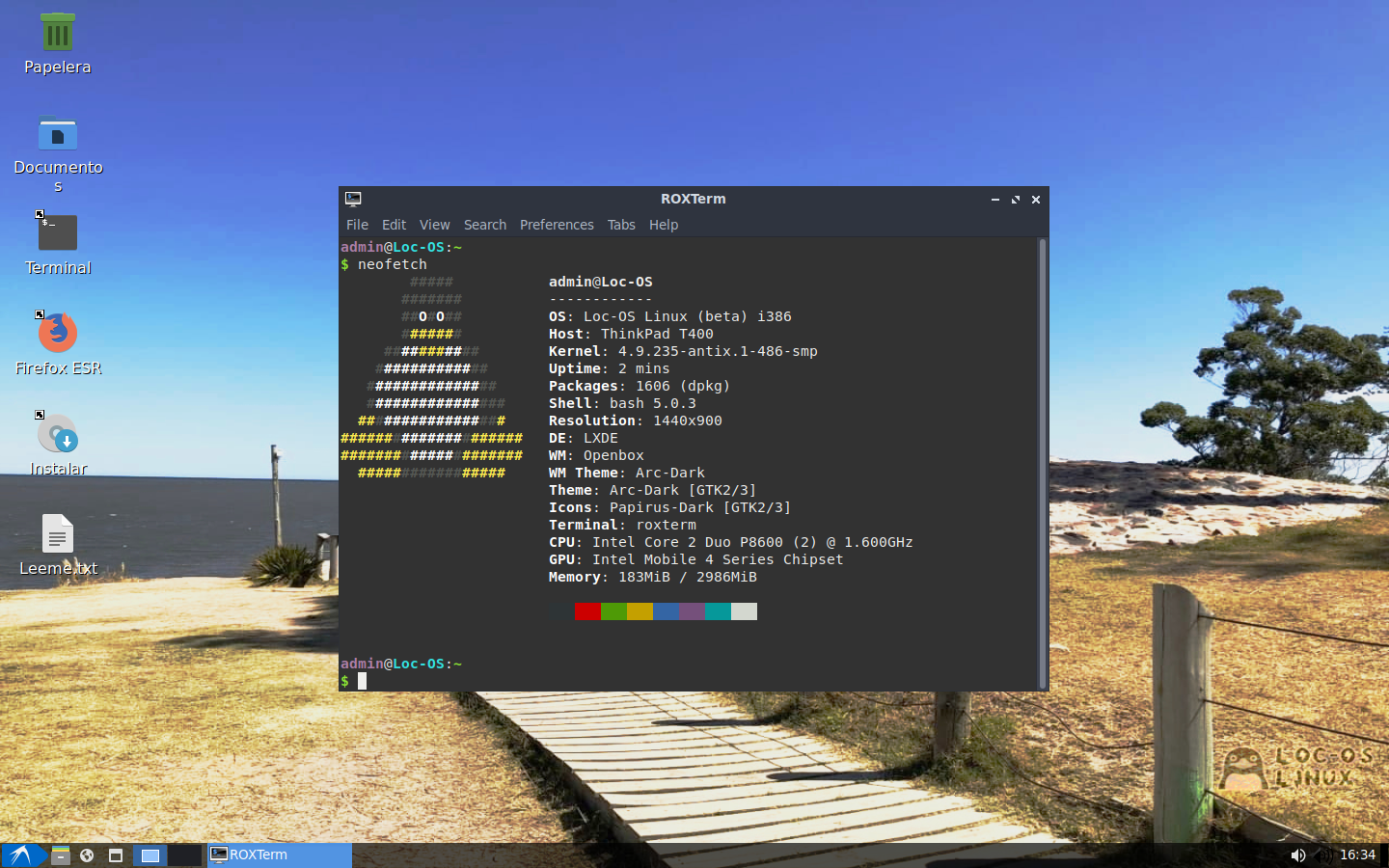 Vista previa de Loc-OS Linux 32 bits
